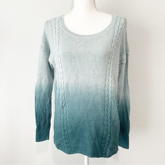 American Eagle Outfitters blue teal Ombre open knit sweater size small wool - Picture 1 of 9